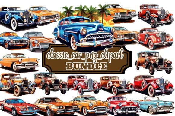 Download Vintage and Classic Car Clipart Bundle - Car clipart Collection